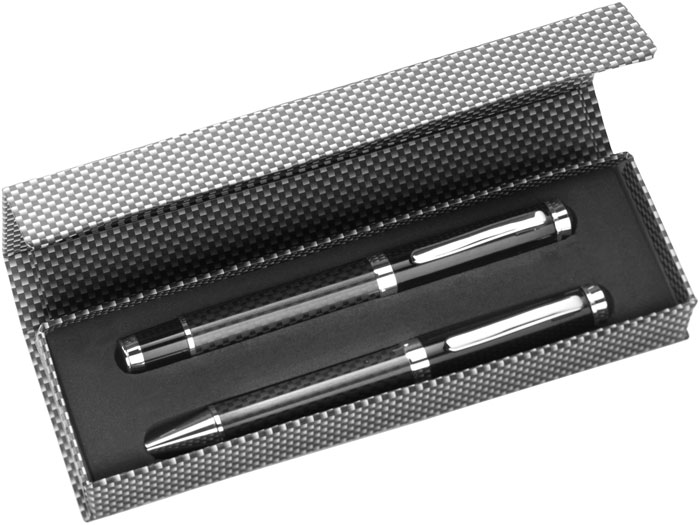 Parure penna e rollerball in fibra di carbonio