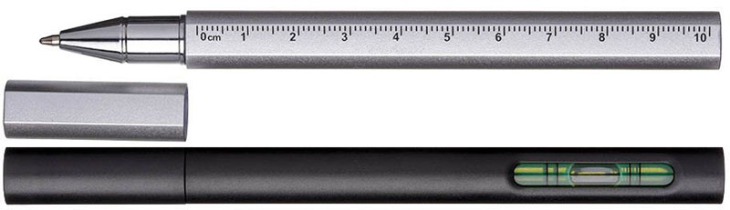 Penna con livella e righello Penna con livella e righello