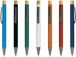 Penne con corpo soft touch e pulsante in legno